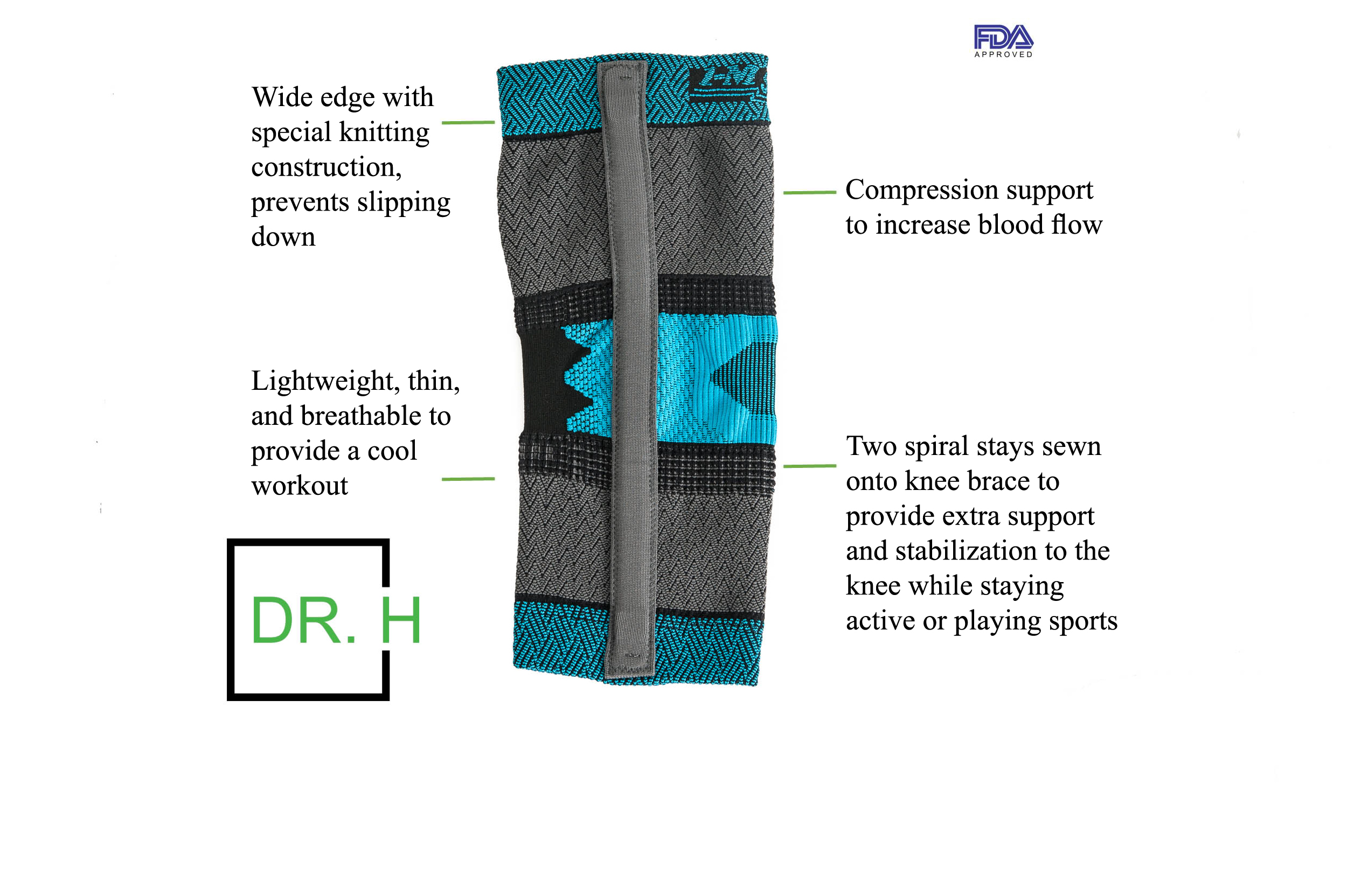 Dr. H Knee Compression Sleeve with Side Support - Sportdr